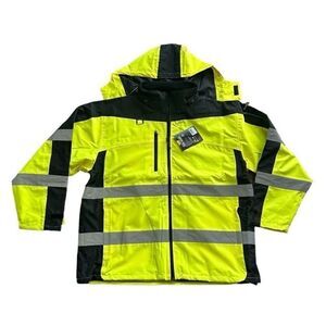Yellow and Black Performance Jacket Waterproof with Reflective Strips OccuNomix